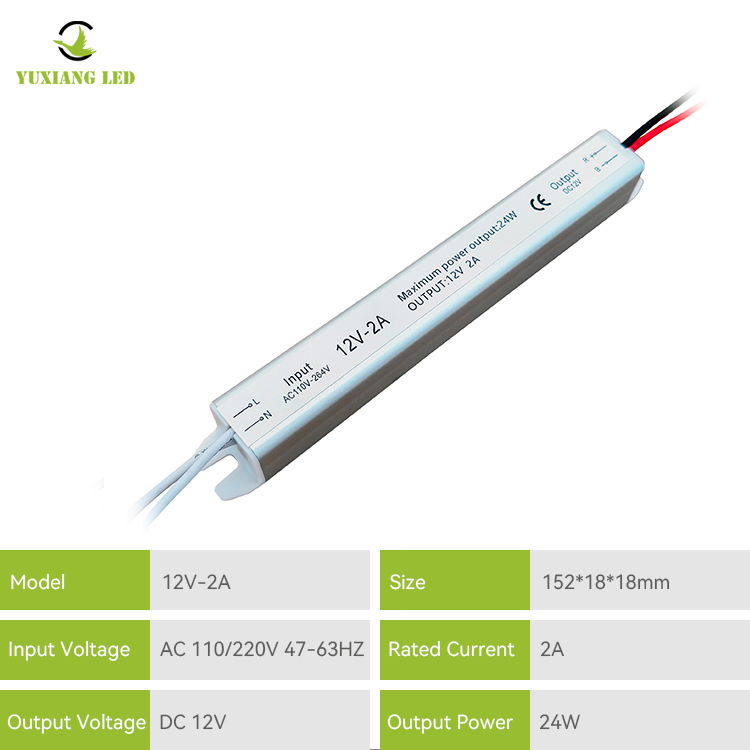 12V 2A 24W Silvery Ultra Narra Ultra Nipis Ultra Slim LED Supply Power