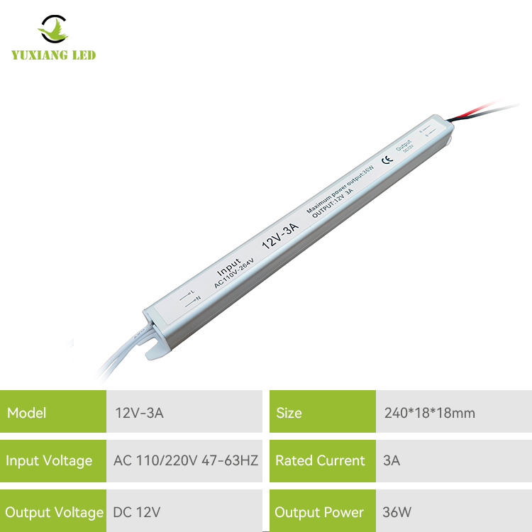 12V 3A 36W Silvery Ultra Ultra Ultra Nipis Ultra LED Bekalan Kuasa LED