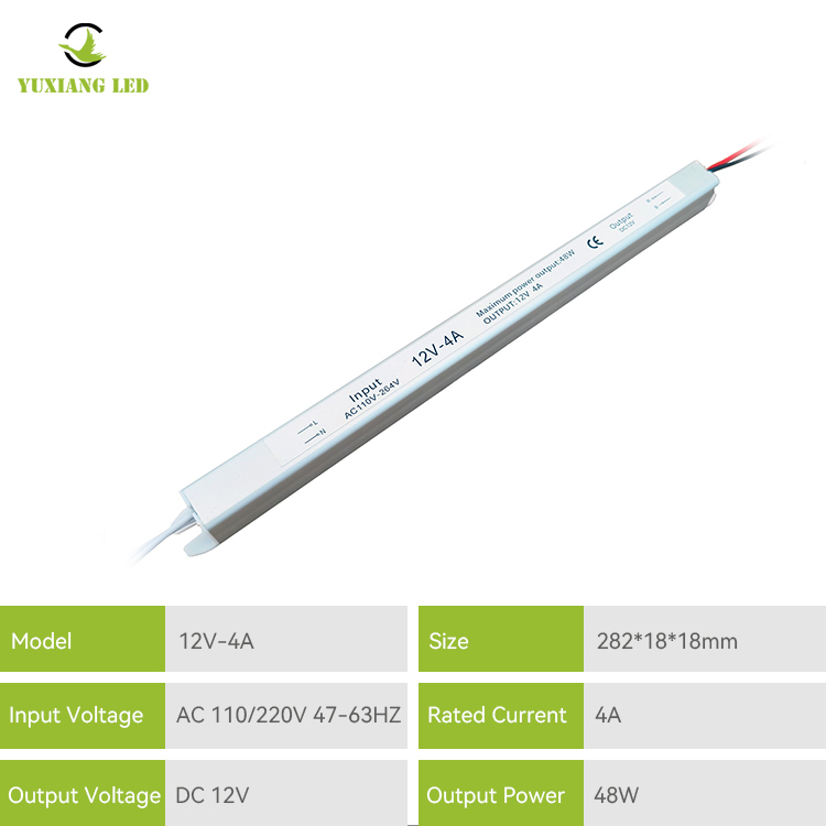 12V 4A 48W Silvery Ultra Narra Ultra Nipis Ultra Slim LED Supply Power