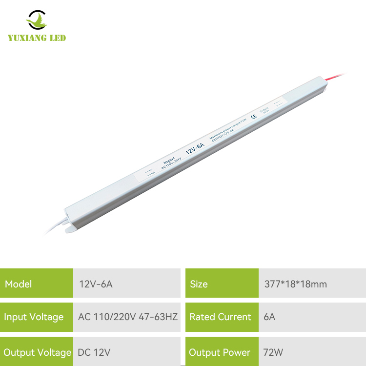 12V 6A 60W Silvery Ultra Ultra Ultra Nipis Ultra Slim LED Supply Bekalan