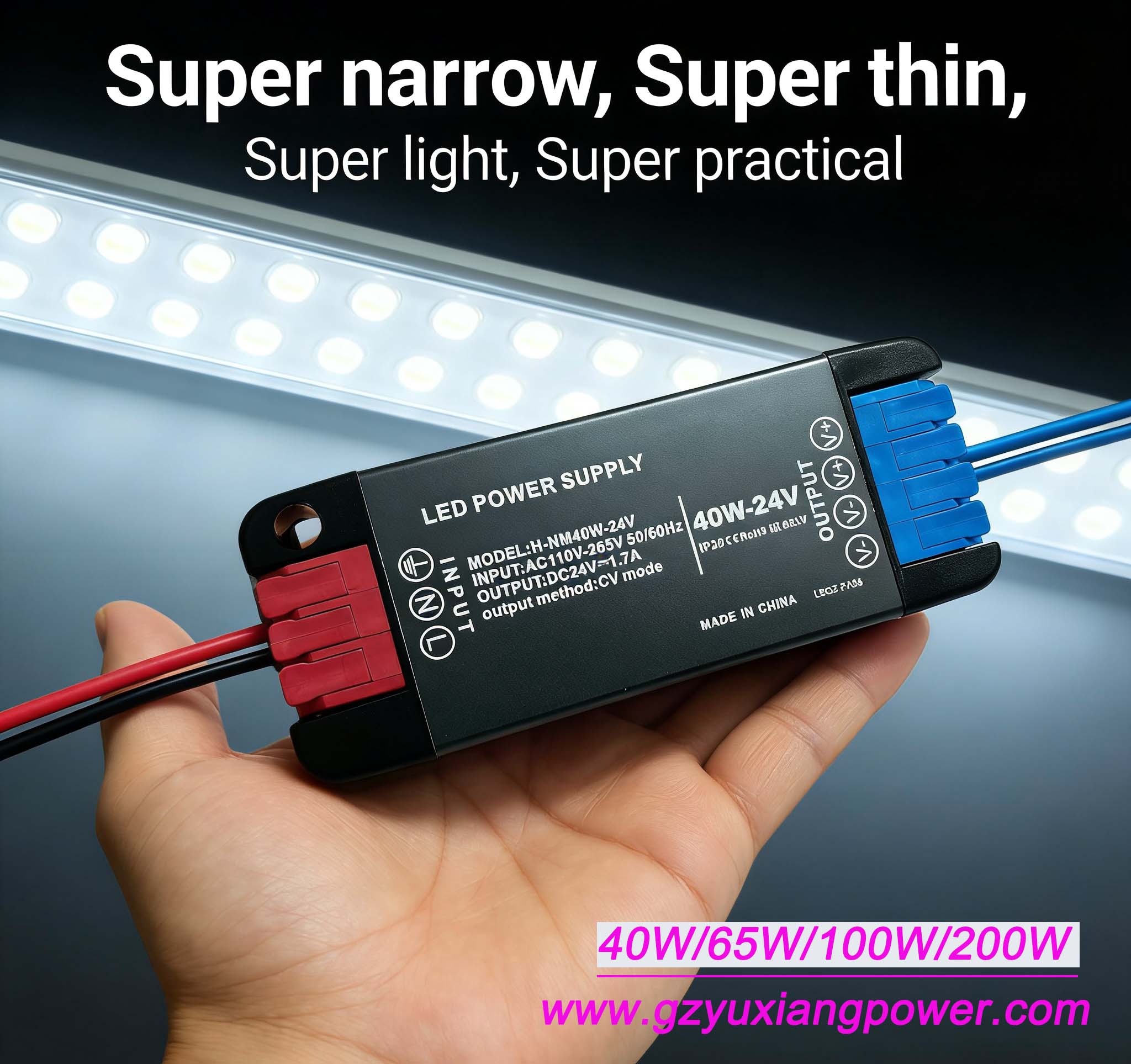 Julat voltan lebar 12V/24V bekalan kuasa lampu LED DC ultra nipis mini, saiz kecil, kuasa tinggi.