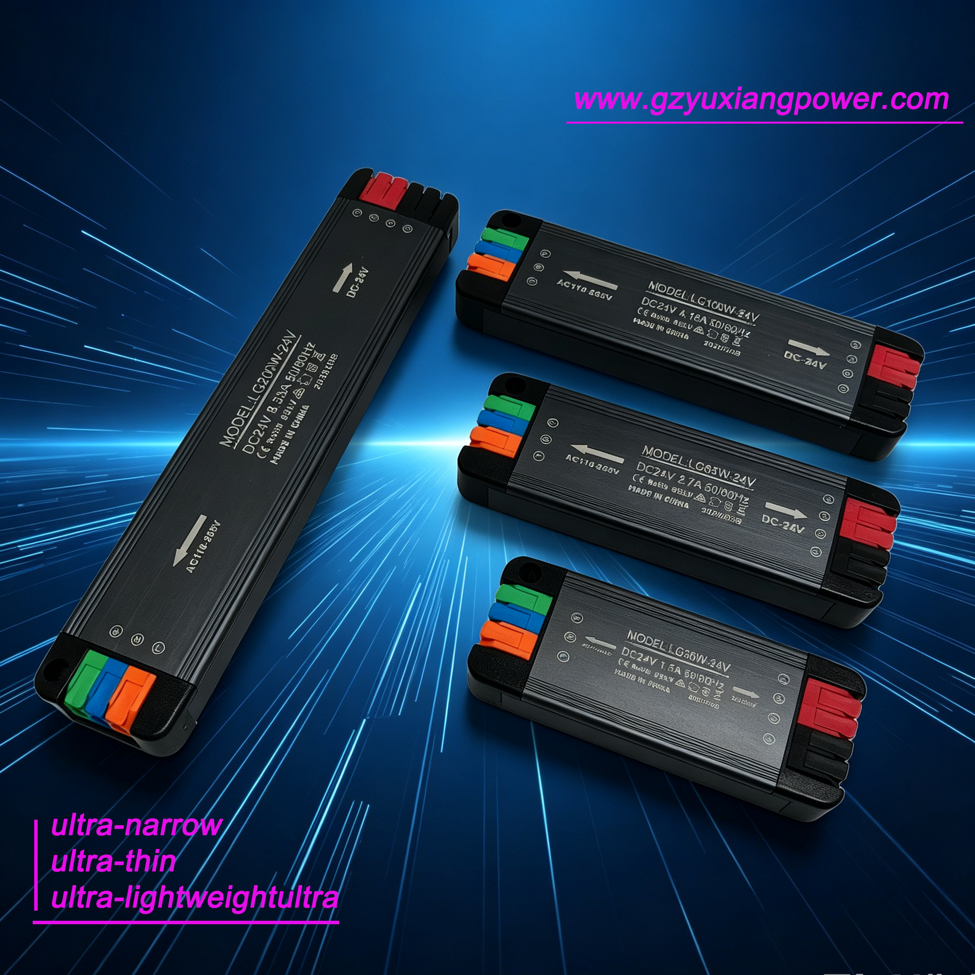 Bekalan kuasa DC ultra nipis LED mini voltan lebar 24V