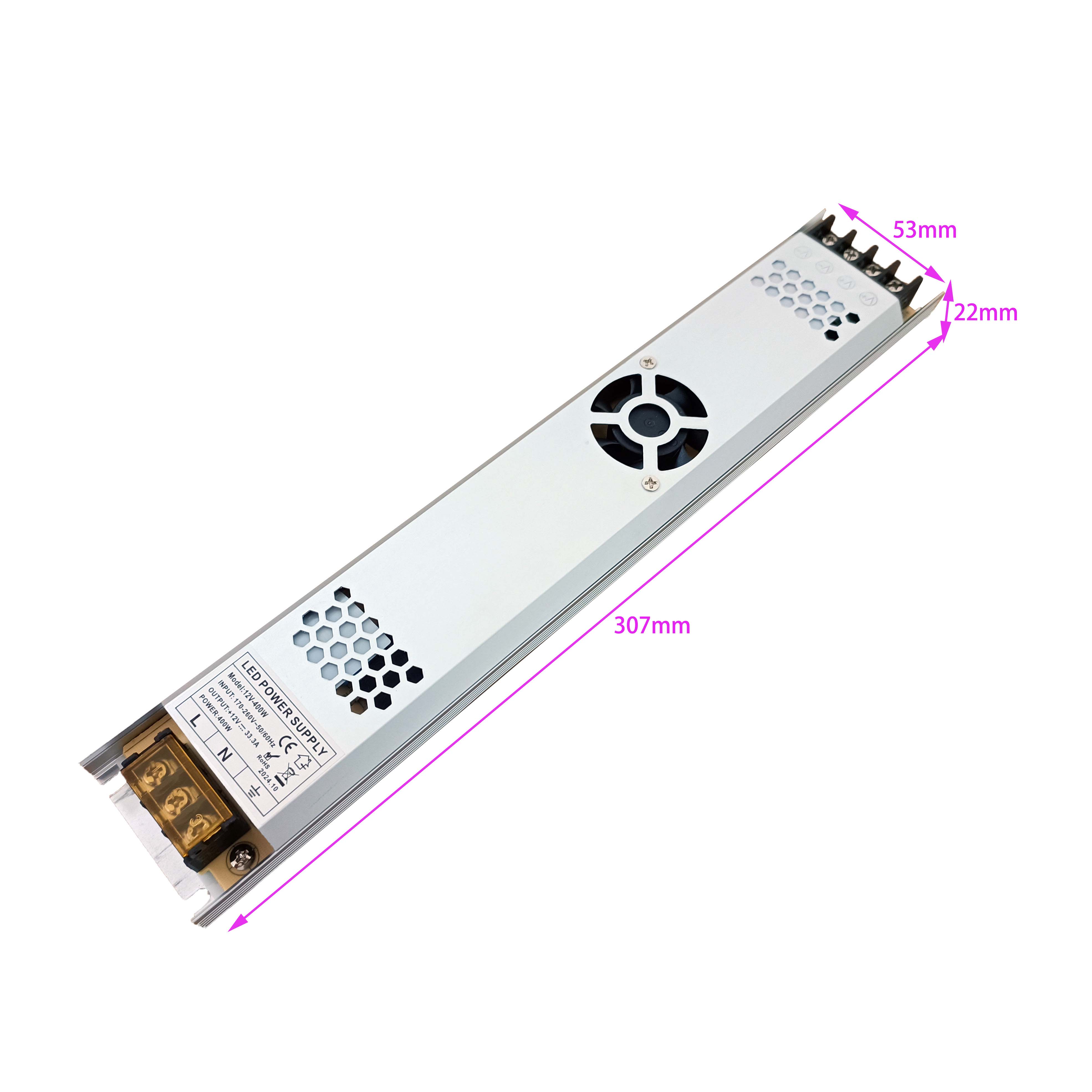Bekalan Kuasa Kotak lampu Led Ultra Nipis DC 12v 400w