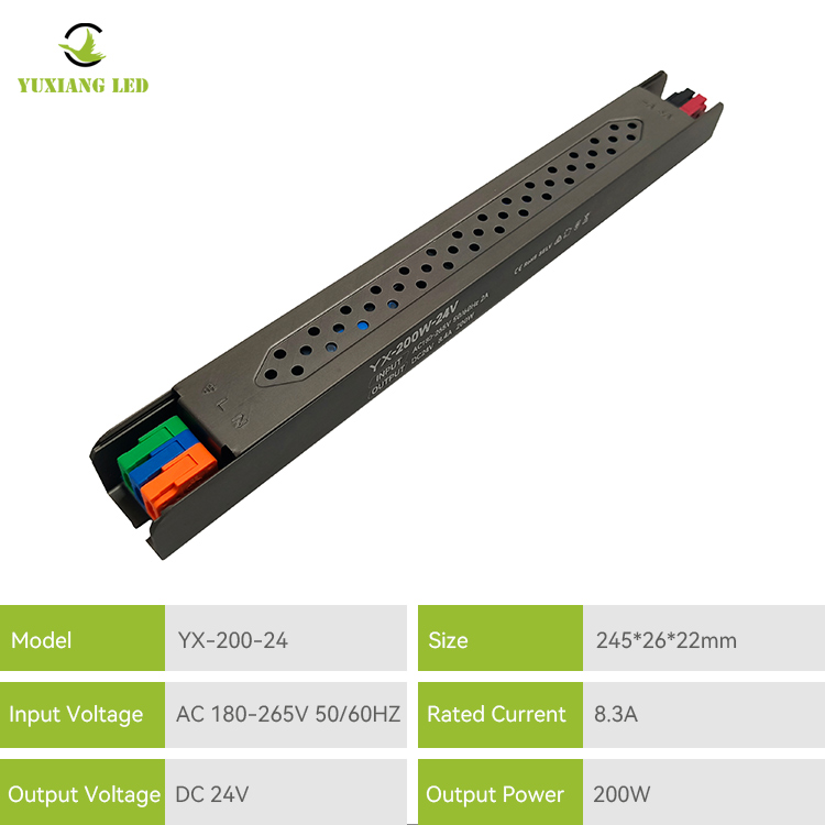 Bekalan Kuasa Separuh Gam Linear Ultra-Halus LED 24V 200W LED