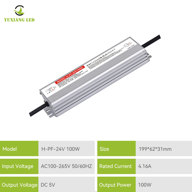 Bekalan Kuasa Led Kalis Air PF Ip67 24v 100w Tinggi