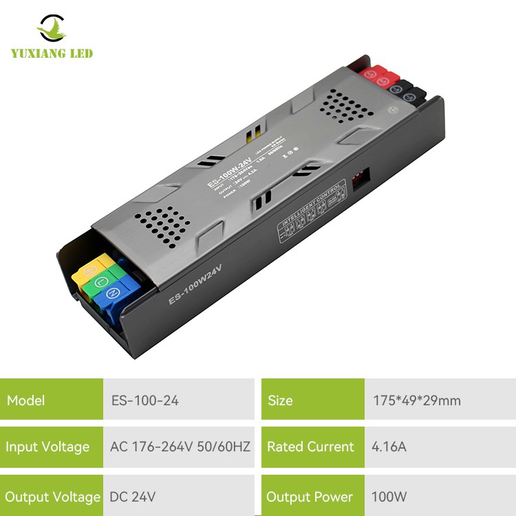 Bekalan kuasa linear LED boleh malap separuh pasu model ES 24V 100W