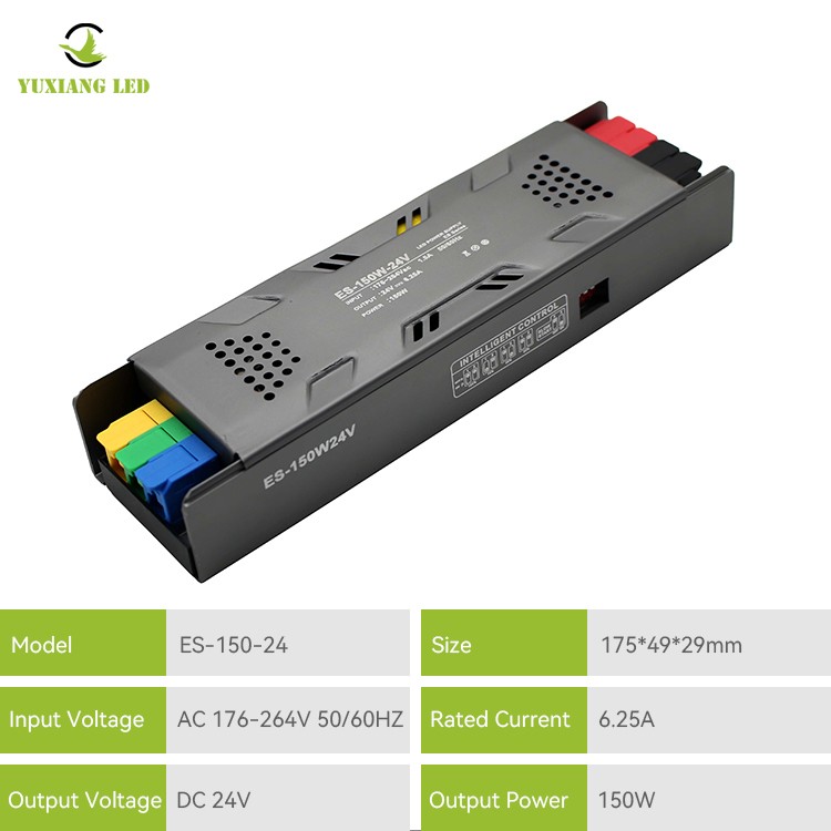 Bekalan kuasa linear LED separa pasu boleh malap model ES 24V 150W