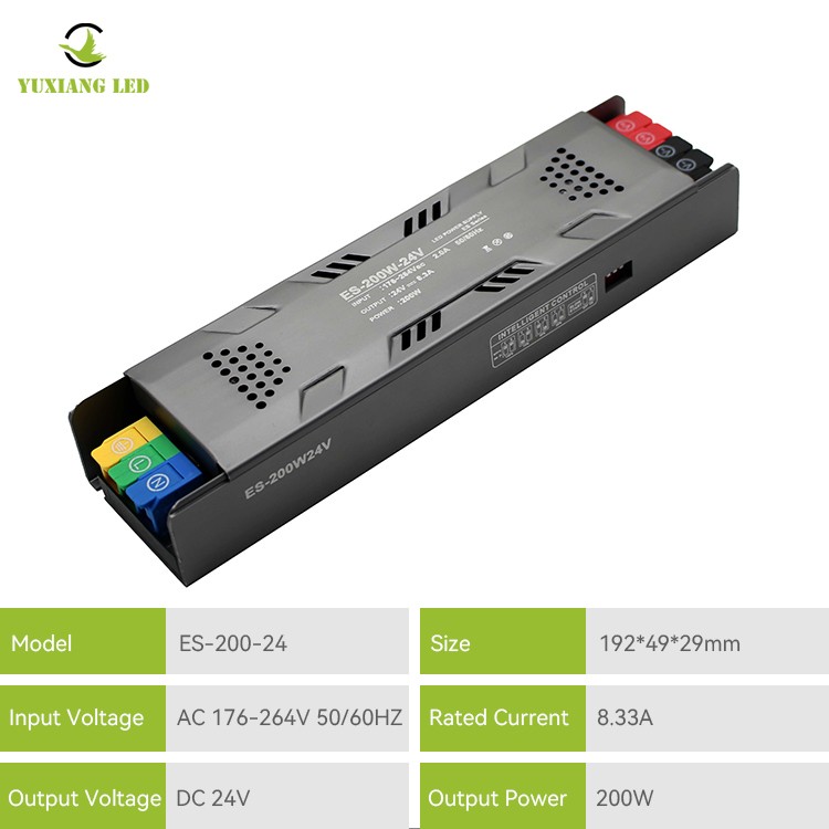 Bekalan kuasa linear LED boleh malap separuh pasu model ES 24V 200W